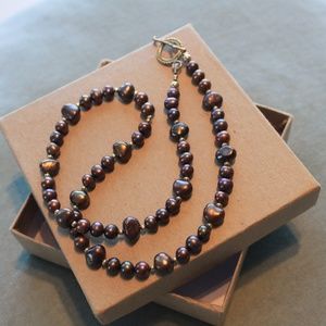 Iridescent Purple Brown Freshwater Pearl Necklace